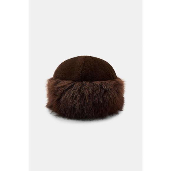 ZARA FAUX FUR TURN-UP HAT - Picture 1 of 3